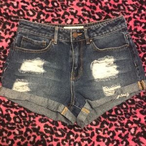 Dark Blue ripped jean shorts